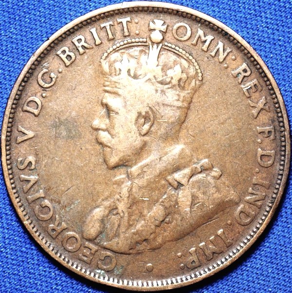 1920 Australian Penny, (no dots, Indian), 'gVG'