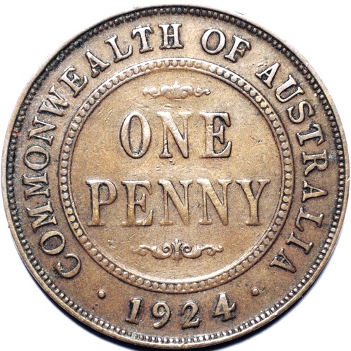 1924 Australian Penny, 'Fine' - Click Image to Close